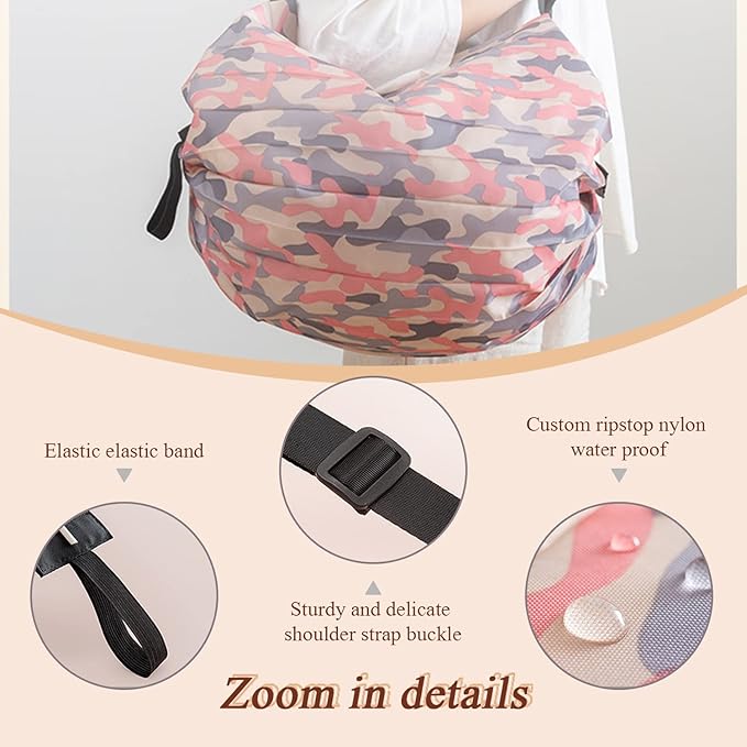 Foldable Shopping Bag Portable Large Capacity Reusable Grocery Bag Daily Commuting Picnic Camping Storage Bag