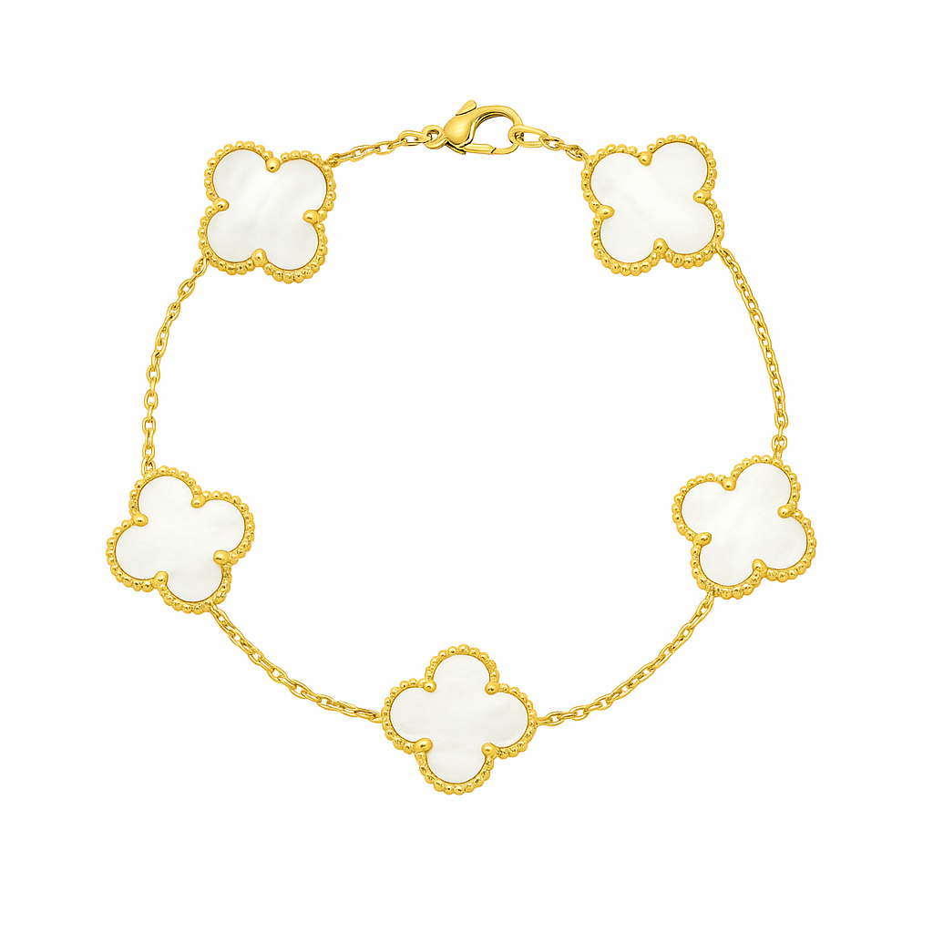 White Four Leaf Clover Bracelet - Lucky Charm Jewelry-0